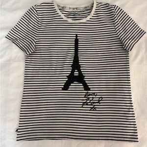 KARL LAGERFELD PARIS Sequined Eiffel Tower Tee Women's Size S